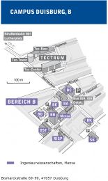 Lageplan Campus Duisburg B- Bereich